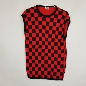 Vintage 80's Fame Checkered T-Shirt Size L Red/Black